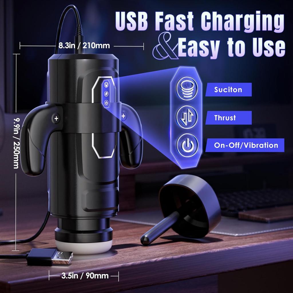 Telescopic Automatic Male Mastubator Cup 9 Vibrations & 6 Thrusting & 3 Sucking Mode Penis Pump Massager Adult Sex Machine Toys Men