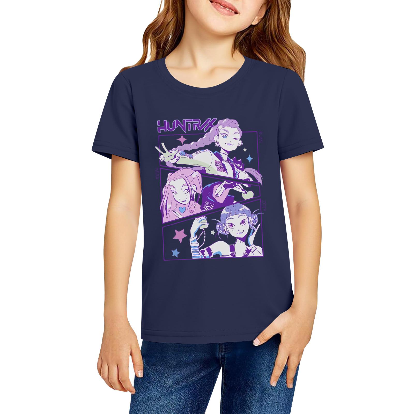 

Модная рабочая одежда с короткими рукавами и круглым вырезом, топы с принтом для детских летних топов 150 тёмно-синий