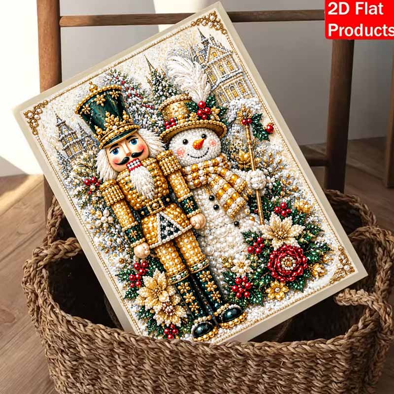 DIY Nutcracker and Snowman Pearl Diamond Painting Kit. suitable for beginners. Christmas home wall decoration. handmade gift.