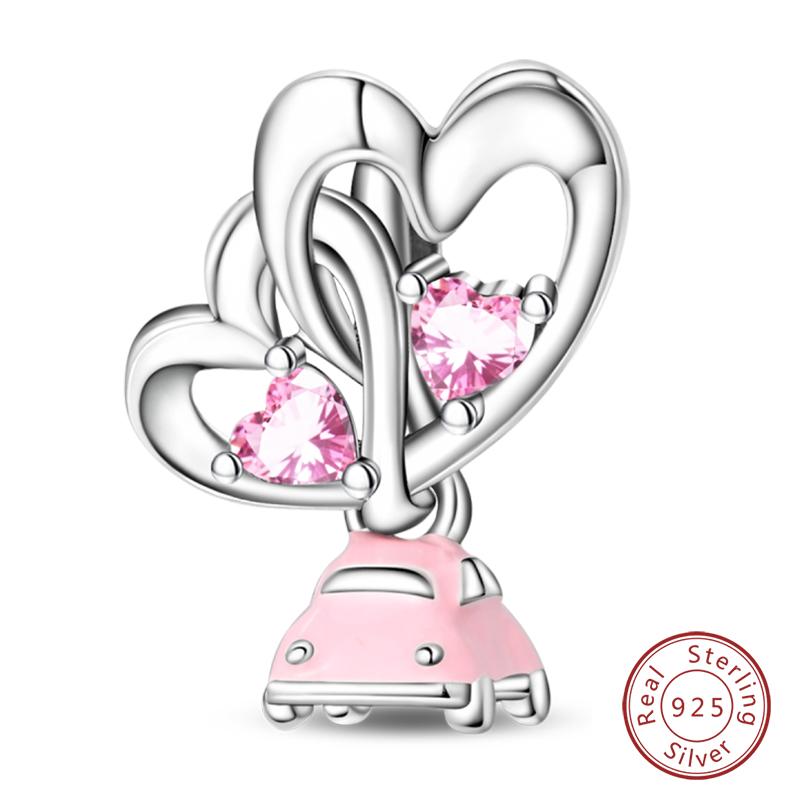 Copper Charms Beads Forever Love Heart Shaped Bow Family Charms Dangle For Bracelet Woman Diy Jewelry Gift