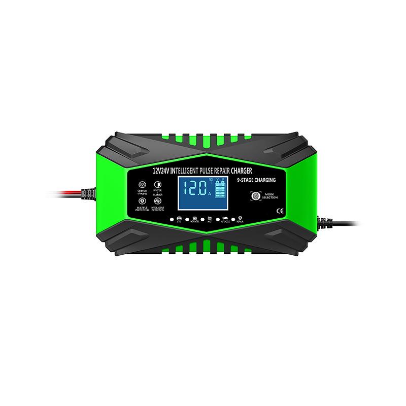 12V/24V Intelligent Pulse Repair Lead-Acid Car Battery Charger, Nine-Stage Optimization