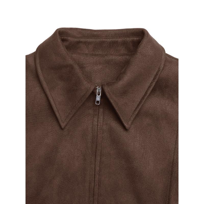 YYFS Damenmode, lässig, einfarbig, Herbst-Winter, langärmelig, POLO-Ausschnitt, Jacken und Mäntel