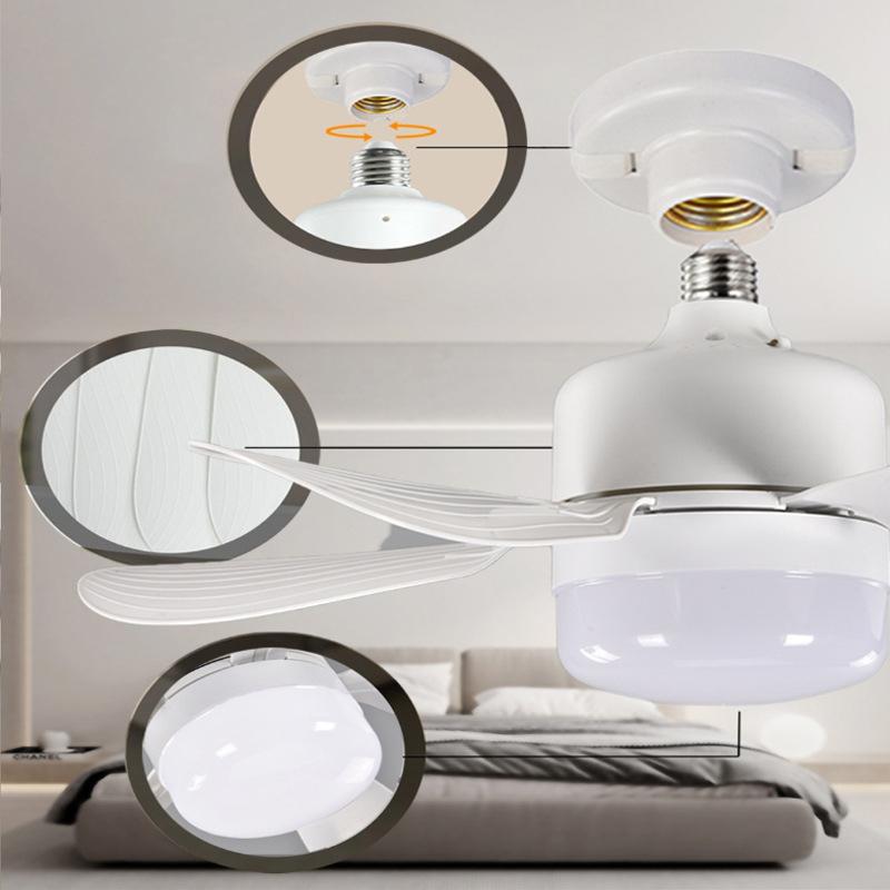 E27 Ceiling Fan Light 20W With Remote Dimming Function LED Light Fan Intelligent Silent Ceiling Fan For Bedroom Living