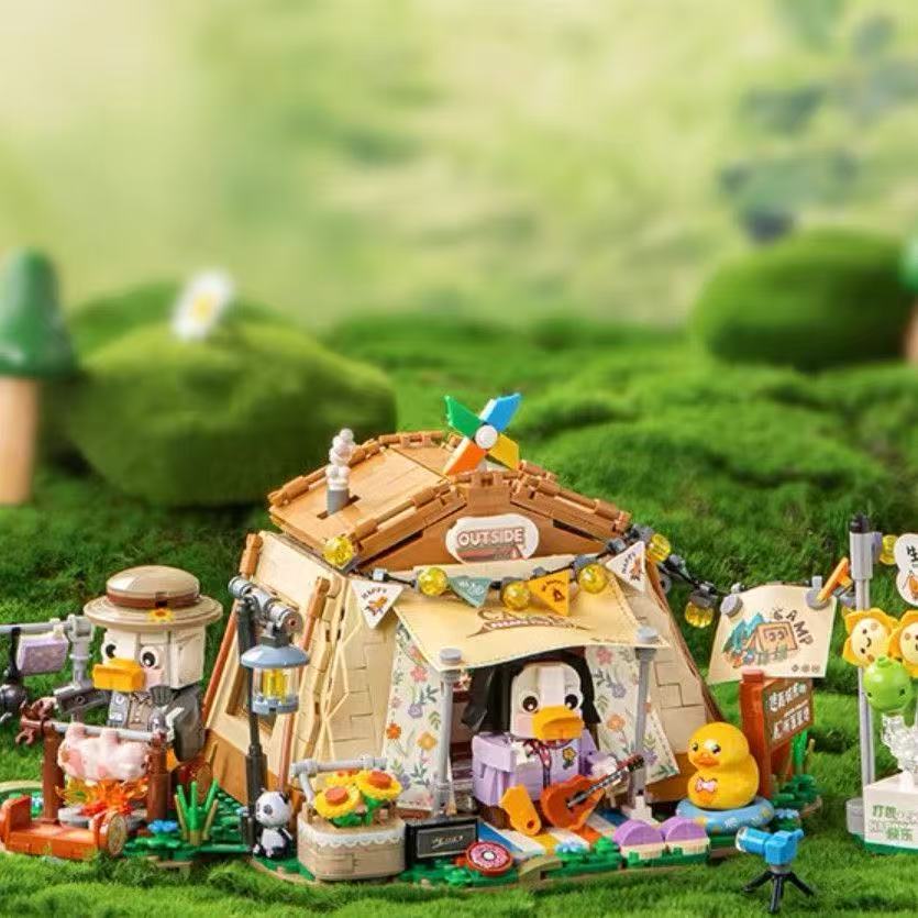 Miniature Camping Scene Building Blocks, Creative DIY Barbecue Stand, Camping Tent, Coffee Cart, Toys, Puzzle, Birthday Gift