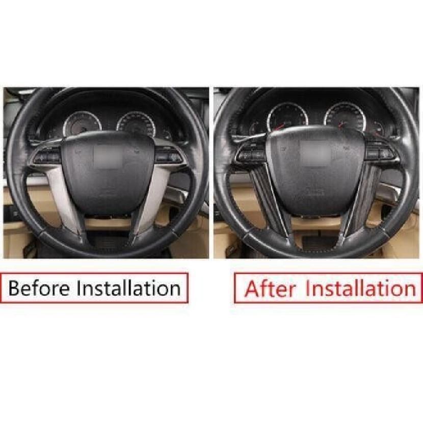 Black Wood Grain Steering Wheel Strip Trim For Honda Accord Crosstour 2008-2012