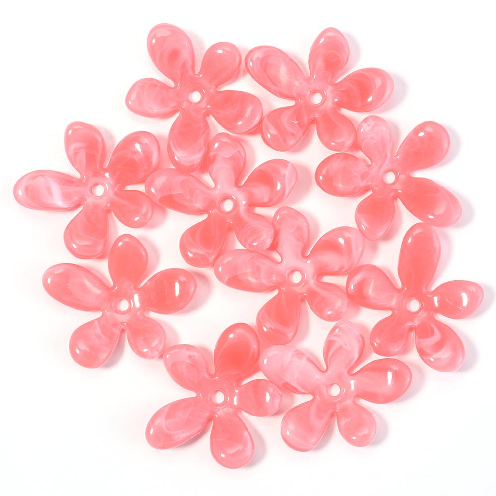 10Pcs Irregular Flower Acrylic Beads Dual Color Flower Spacer Beads Charms Bead Caps For Jewelry Making Diy Bracelet Necklace