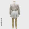 Women's 2025 White Lace-Up Button Ruffle Dress
