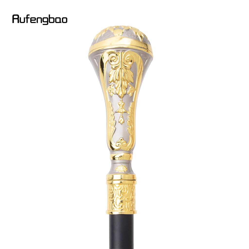 Goldener silberner Luxus-Gehstock mit rundem Griff, modischer Stock für Partys, dekorativer Gehstock, eleganter Gehstock mit Kreuzknauf, 90 cm
