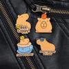 Animal Capybara Brooch Emoticon Pack Capybara Zinc Zinc Alloy Badge Cartoon Pin Brooch  Backpack Accessories