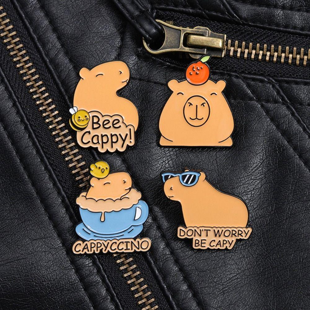 Animal Capybara Brooch Emoticon Pack Capybara Zinc Zinc Alloy Badge Cartoon Pin Brooch  Backpack Accessories