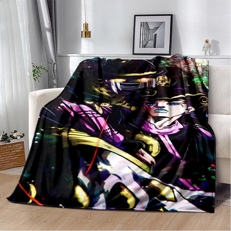 3D Jojo's Bizarre Adventure Cartoon Anime Blanket,Soft Throw Blanket for Home Bedroom Bed Sofa Travel Picnic Office Cover Kids