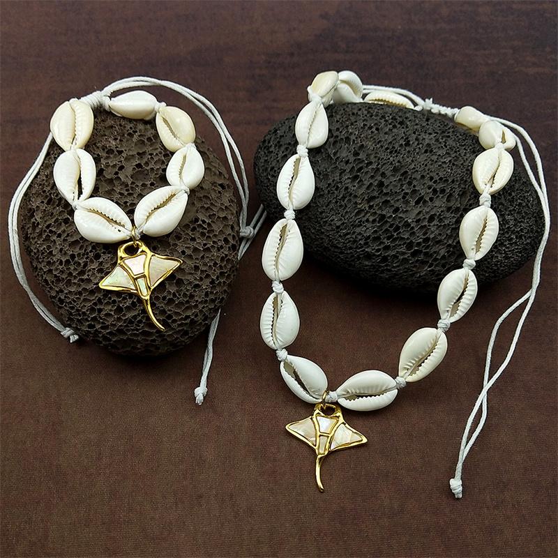 Sea Turtle Fish Crab Bracelet Necklace For Women Girls Hot Summer Manta Ray Bohemian Handmade String Rope Chains Female Jewelry