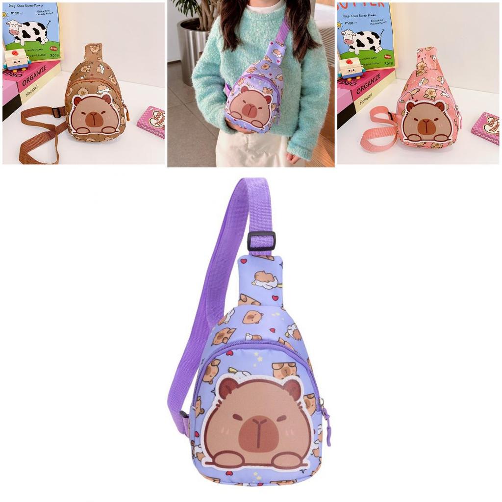 Cartoon Kids Crossbody Bag Ultra Lightweight Nylon Sling Pouch For Outdoor Activities And Daily Use