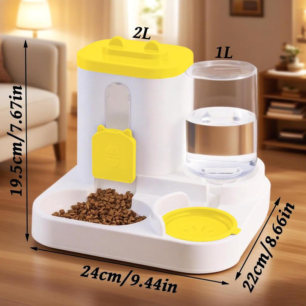 Automatic Cat Feeder And Water 2-in-1 Spill-Proof Pet Feeder Large Capacity Food And Water Dispenser For Vacation Home Cats Dogs