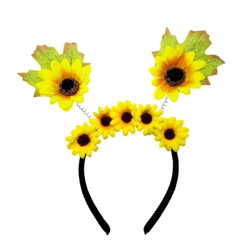 Artificial Fabric Sun Flower Headband Spring Flower Hairband for Women and Children Girl Varous Event Headpiece