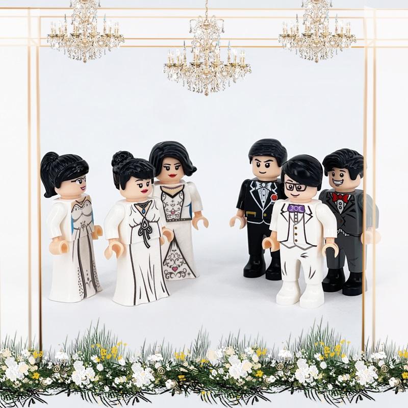 Hochzeit Heiraten 4,5 cm MOC Stadt Modell Zubehör Bausteine Figuren Mini Modell Gebäude Kits Kinder Bildung Spielzeug