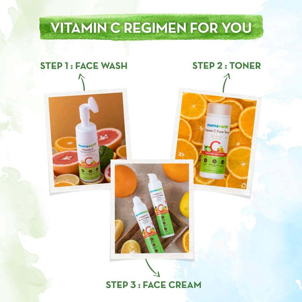 Mamaearth Vitamin C Foaming Face Wash With Silicone Brush For Glowing Skin, Oil Control & Deep Pore Cleanse - 150ml