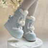 Winter Plateau Schneestiefel Für Damen Designer Keilabsatz Plüsch Warme Baumwollschuhe Für Damen Mode Süß Niedlich Schleife Lolita Stiefeletten