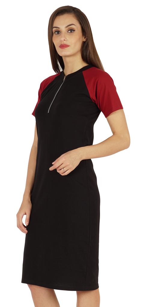 Inkmeso Solid Short Raglan Sleeves Dress For Women  s Summer Casual Sporty Bodycon T-Shirt