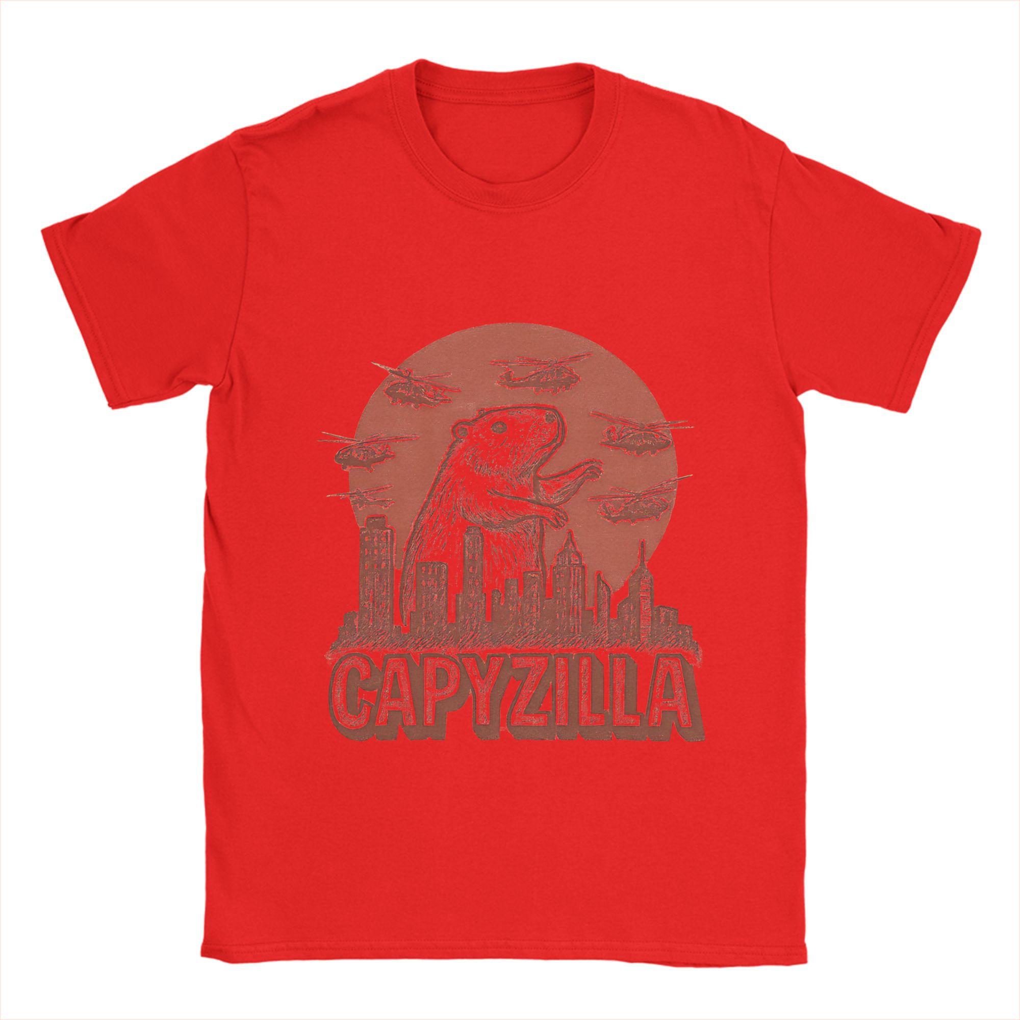 

Capybara Rodent Capyzilla 100 Cotton TShirt For Mens Beach Vintage TShirts O Neck Harajuku Tee Shirt Oversized Design Clothes S