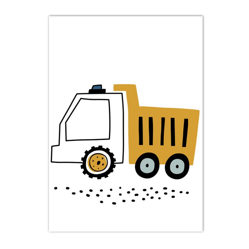 Kreslený Jeřáb Bagr Traktor Nákladní plakát Nástěnné umění Obraz na plátně Dětská školka Chlapci Obrázky Nordic Wall Print Room Decor