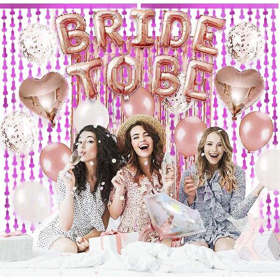 Bachelorette Party Decoration,2 Pack Purple Fringe foil Curtains 3.3 x 6.6 ft