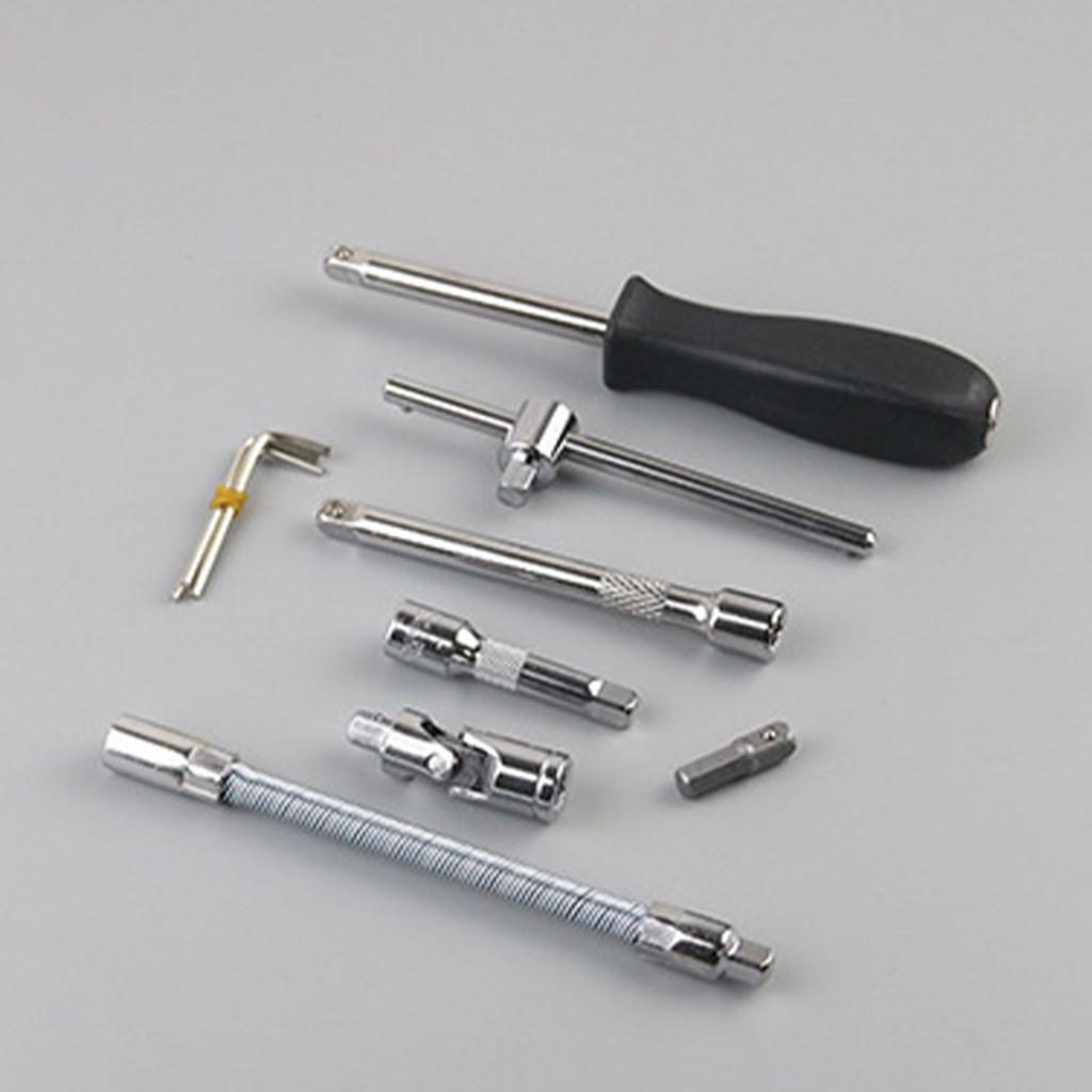 Socket Wrench Auto Repair Tool 1/4 Shank CR V Rotary Bits Wrench Socket Connector Set for Household Automobile 46 Pcs Set