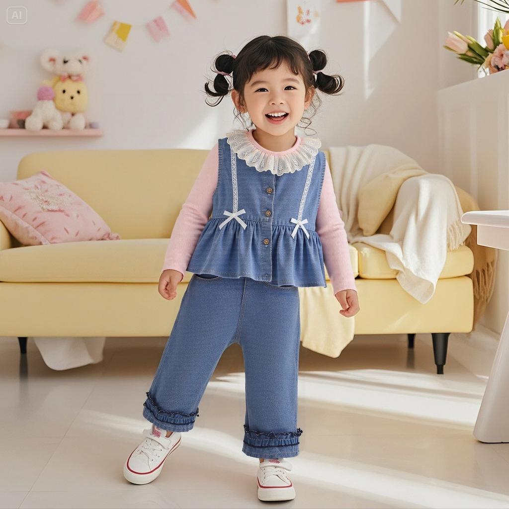 Kids Casual Long-Sleeve Set, Comfortable Daily Wear Outfits