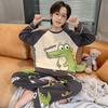 100% Combed Cotton Boys Pajama Set Long Sleeve Cartoon Print Sleepwear Teens 8 Years Lightweight Home Wear