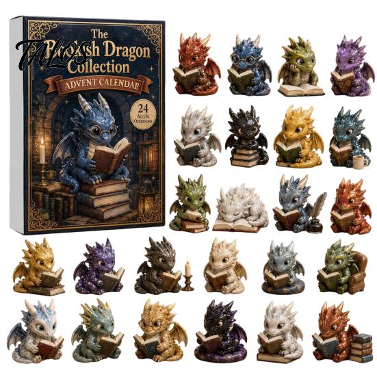 Surprise Daily Countdown Boxes Dragon Advent Calendar 2026, 24 Day Bookish Christmas with Lover Collections Mini Acrylic Dragons, Fantasy Book