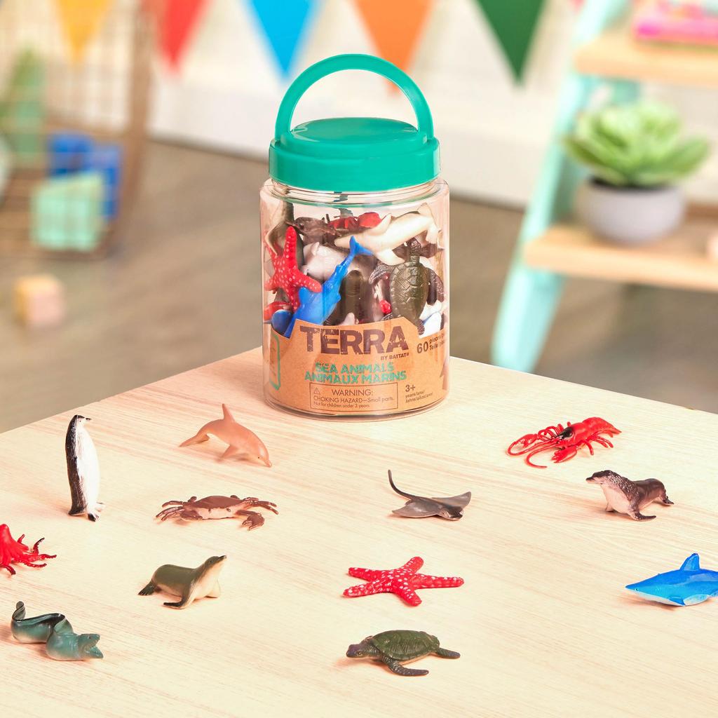 Terra Marine Life Sea Animal World Sea Creature Figurines 12 Types 60 Pieces Set Animal Toys Ages Authentic 3+