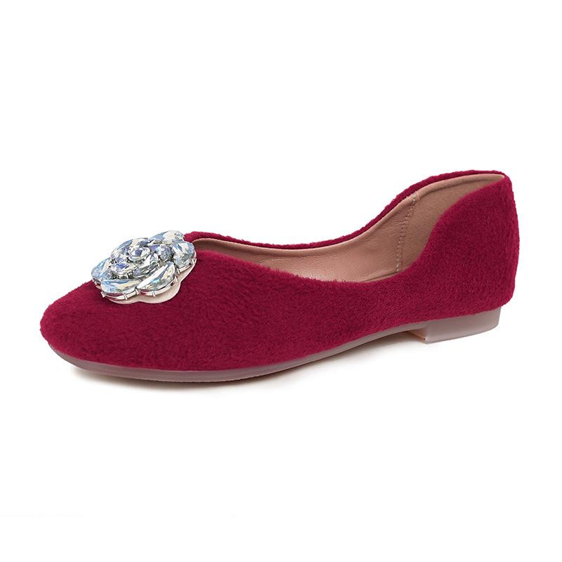 

5662025 туфли на плоской подошве женские высококлассные квадратный носок мягкая кожа мягкая подошва красные одинарные туфли большой размер свадебные туфли 43 красный