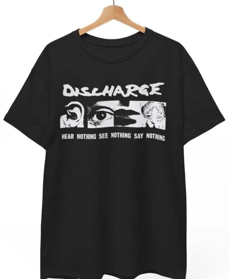 Unisex Short Sleeve Crew Neck Cotton T Shirt Discharge Hear Nothing S