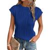 New Women's Solid Textured Loose Crew Neck Short Sleeve T-shirt Top, Casual Summer Tops for Women, European American Style