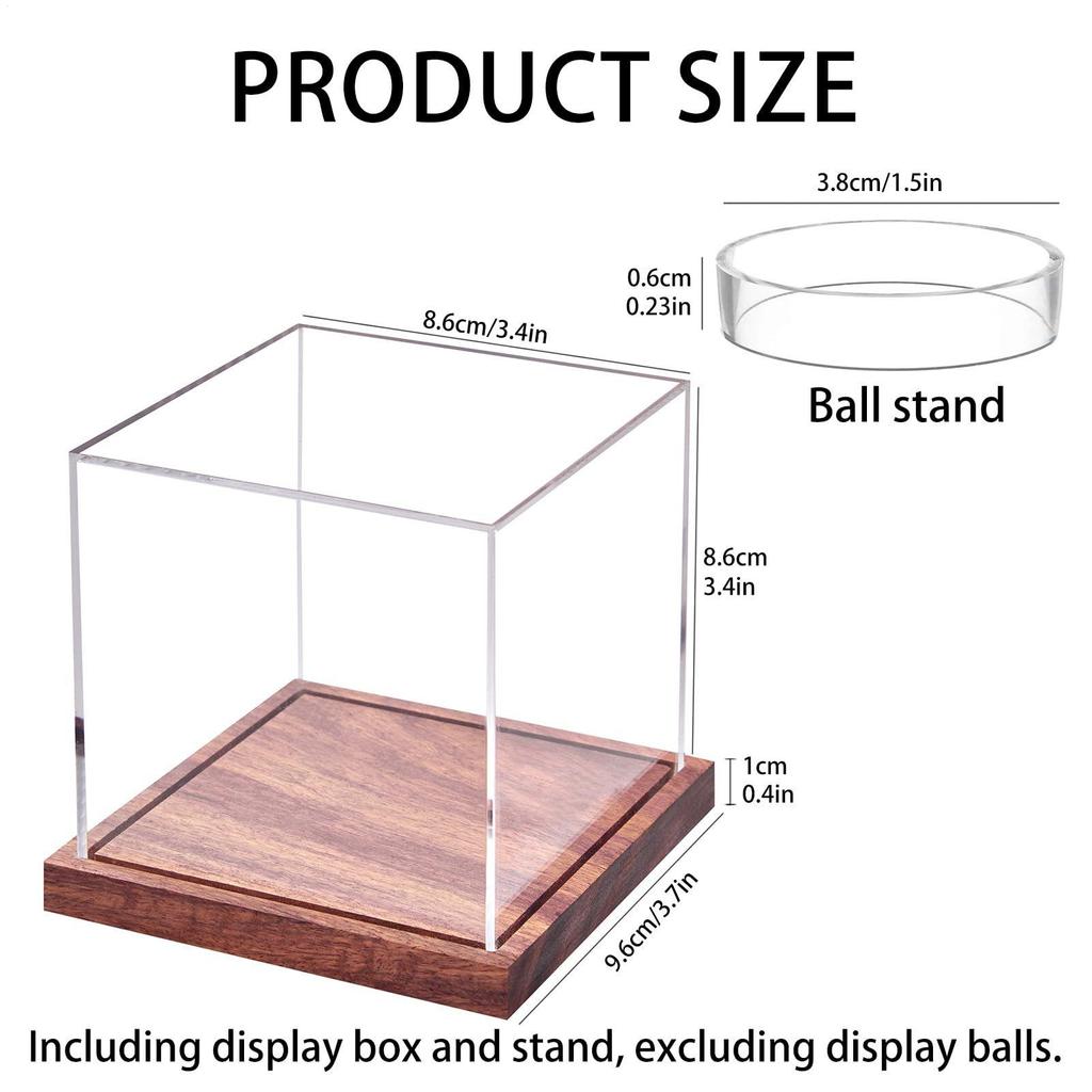 Baseball Vitrine Acryl Baseball Halter Display Box Transparent Sport Souvenirs Organizer mit Holzsockel für Tennis Golf
