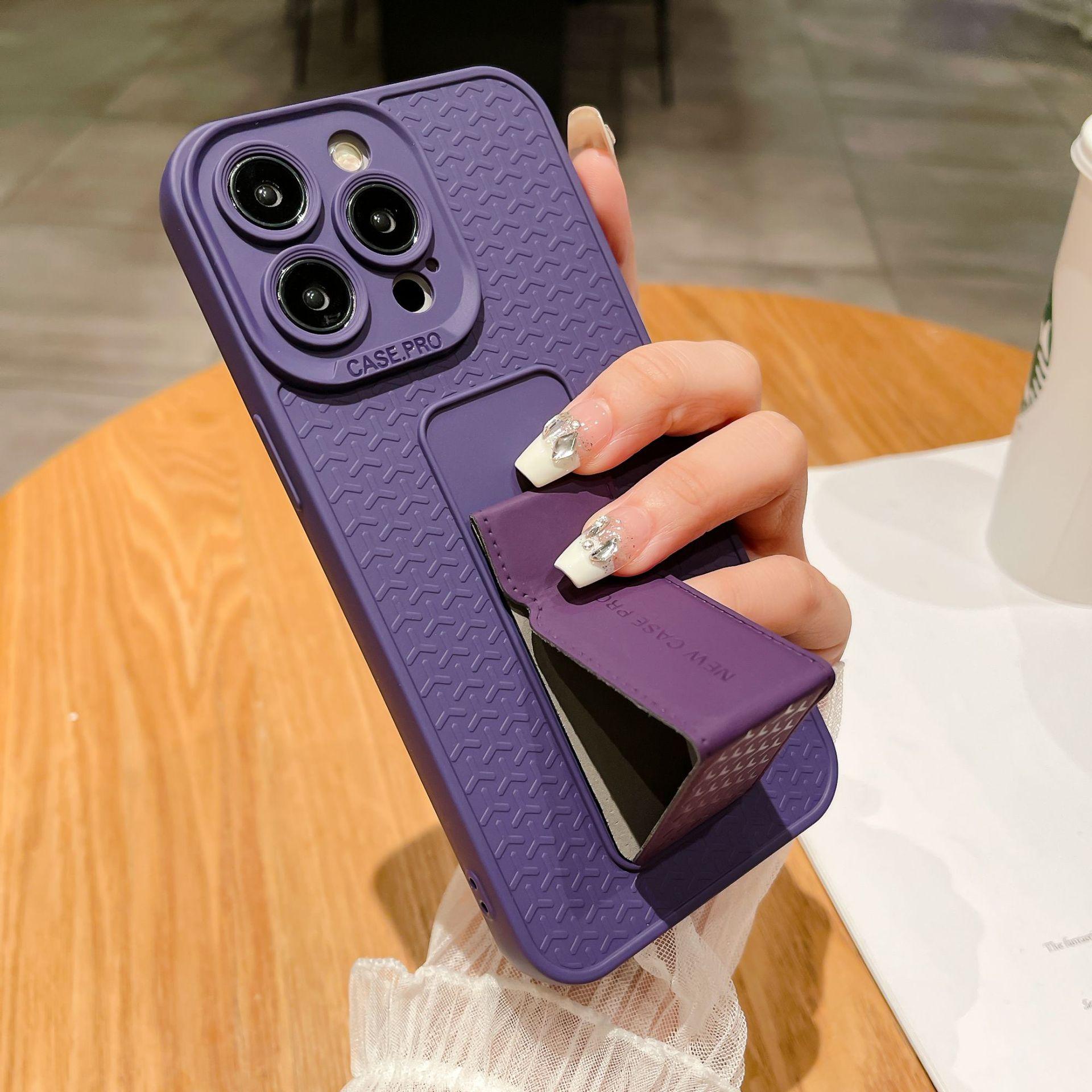 

Чехол-скоба Подходит для IPhone16promax Чехол для мобильного телефона с мелкими отверстиями Ощущение кожи Apple 15pro Полностью закрывающий защитный чехол Мягкий Apple 16ProMax