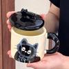 Ceramic Cat Mug with Lid - Cute Office Cup, Couple Gift, Souvenir Boxed, Birthday Present