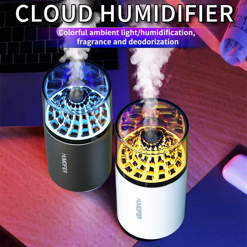 Cloud humidifier colorful atmosphere light mini portable car cut fragrance cup seat design delicate spray home humidification