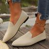 Scarpe autunnali con punta affilata e suola piatta, grandi scarpe da tutti i giorni con suola piatta monocolore e punta chiusa, scarpe da donna con suola piatta