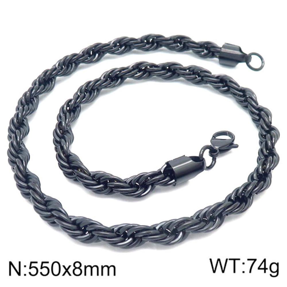 Hip-hop Style Vacuum Plating Black Titanium Steel Men's and Women's Winding Ladder Twist Necklace