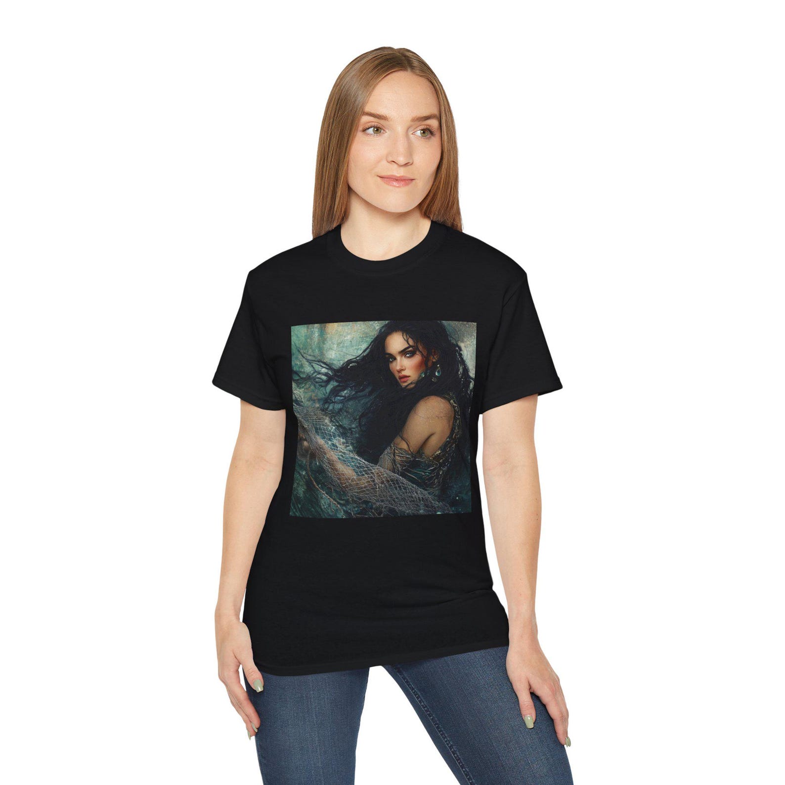 Mythical Ocean Art Tee, Unisex Ultra Cotton Tee, Graphic Sea God and Goddess Tee, Fantasy Ran and Njord Shirt, Ocean Lover Gift, 2XL