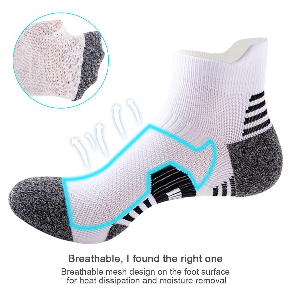 Men's Breathable Sweat-Absorbent Short Socks - Towel Bottom, Thickened for Running, Hiking, and Outdoor Sports