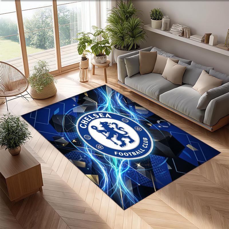Chelsea FC Printed Flannel Area Rug Non Slip Soft Polyester Floor Carpet Indoor Decor Mat for Bedroom Living Room Sofa Game Room Home Decoration