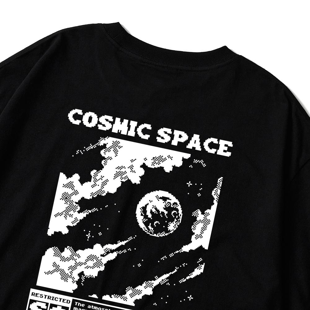 Seupeullaesikodeu Short Sleeve T-Shirt Black - Cosmic Space