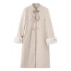 Autumn and Winter New Women's Elegant Slim-looking Vertical Collar Traditional Style Wool Coat with Knee Buckle