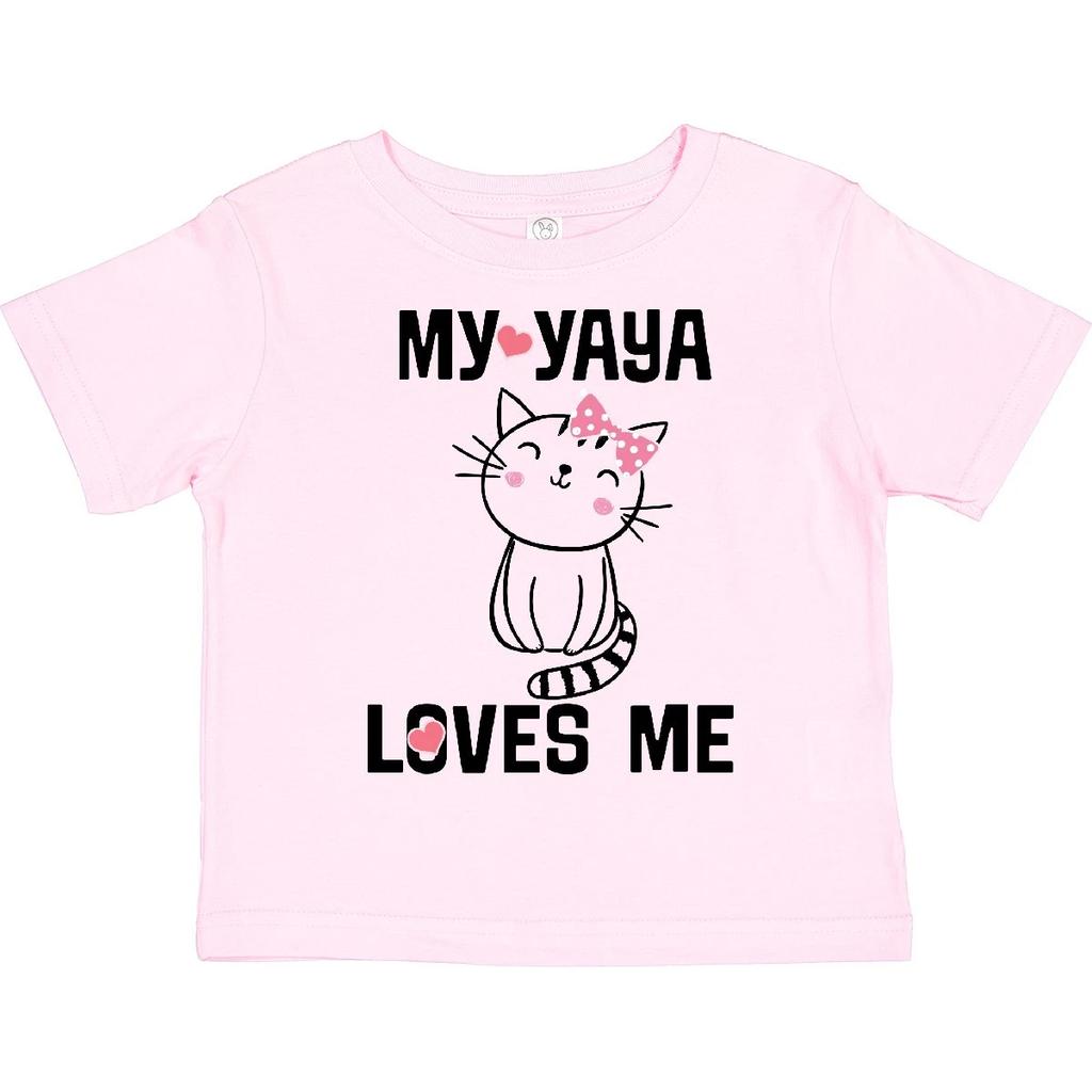 Inktastic My Yaya Loves Me Girls Toddler T-Shirt Cat Cute Child Preschooler Kid