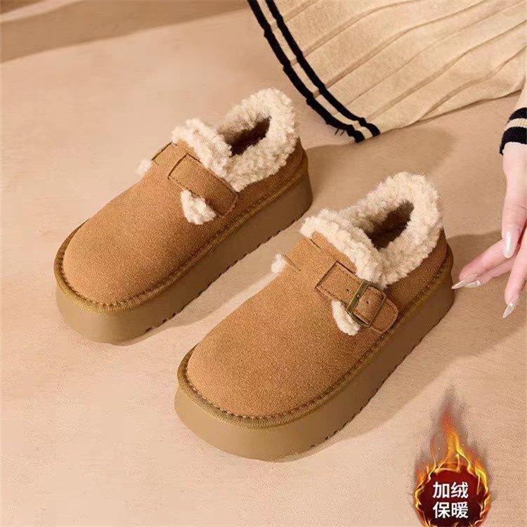 Beautiful New Choice Suede Single Shoes Muffin Bottom Rubber Deep Mouth Round Head Artificial Comfort Convenient Cotton Shoes