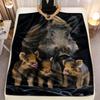 Pig Family Pattern Flannel Printed Blanket Suitable for All Seasons Suitable for Living Room Office Sofa and Travel 180x250CM