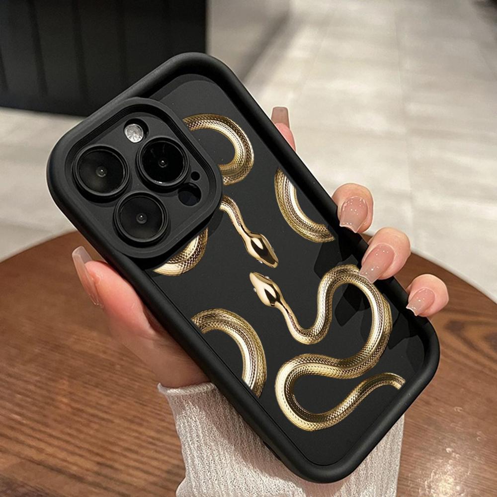 LZ5 Butterfly Black Gold Snake Silicone Phone Case for Xiaomi 11 Lite 5G 14T Redmi 14C 13C A3 Note 12 11 9 10 13 Pro Plus Shockproof Back Cover