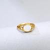 S925 Sterling Silver Gold-Plated Adjustable Oval Ring, Unset and Handmade, Light Luxury Fashion, Exquisite Design, 7*9.